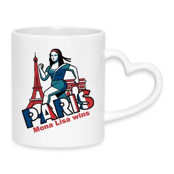 Mona Lisa Paris - Tasse mit Herzhenkel - Weiß - Rechts