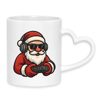 Santa Claus gambling - Mug with Heart-Shaped Handle - white - Right