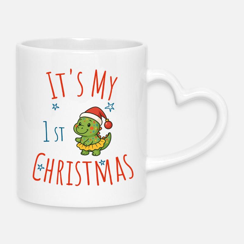 My 1st Christmas Dino - Mug with Heart-Shaped Handle - white