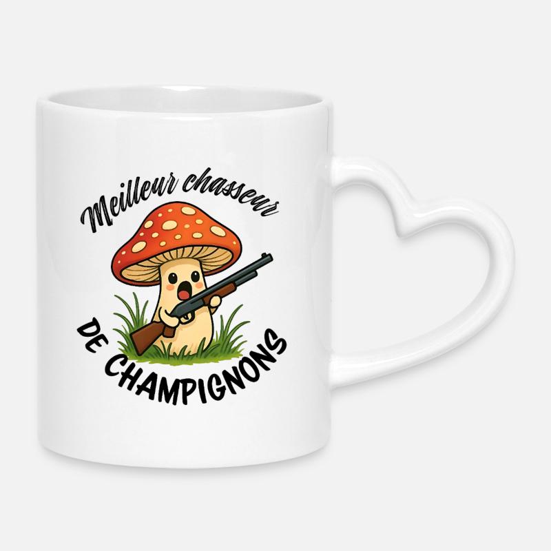 Best Mushroom Hunter - Mug with Heart-Shaped Handle - white
