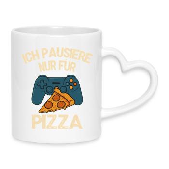 Je fais juste une pause pour pizza - motif gamer - Mug avec anse en forme de cœur - blanc - Droite