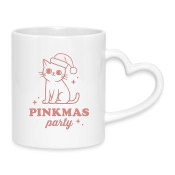 Fête des filles Roses de Noël rose chat drôle - Mug avec anse en forme de cœur - blanc - Droite