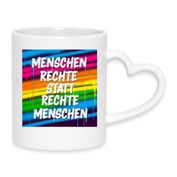 Human rights instead of right-wing people Street Art - Mug with Heart-Shaped Handle - white - Right