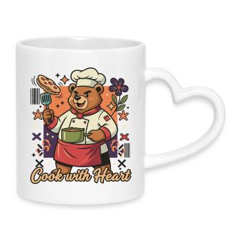 Kochbär mit Herz - Tasse mit Herzhenkel - Weiß - Rechts