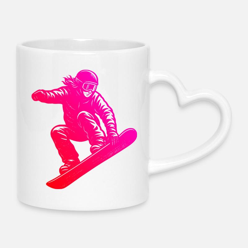 Klassisches Snowboard Motiv - Tasse mit Herzhenkel - Weiß