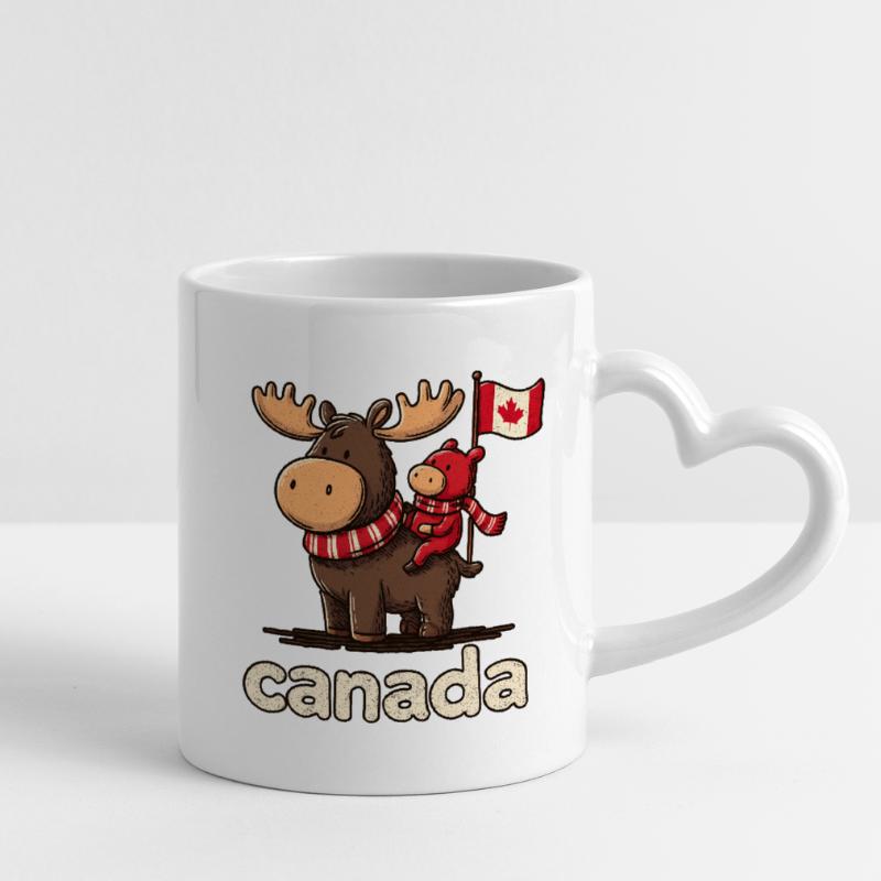 Mousse du Canada avec un petit compagnon Mug avec anse en forme de cœur