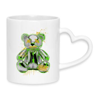 Graffiti Teddy Bear Rebellion Urban Art - Mug with Heart-Shaped Handle - white - Right