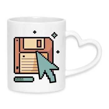 Floppy Disk Retro Internet - Tasse mit Herzhenkel - Weiß - Rechts