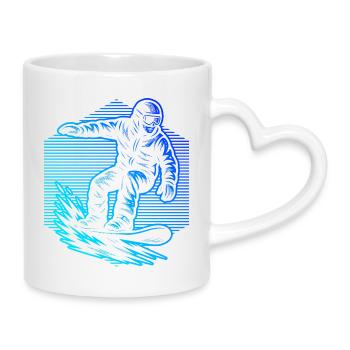 Vintage Snowboard Design für Snowboard - Tasse mit Herzhenkel - Weiß - Rechts
