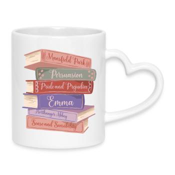 Jane Austen's Novels V - Mug with Heart-Shaped Handle - white - Right