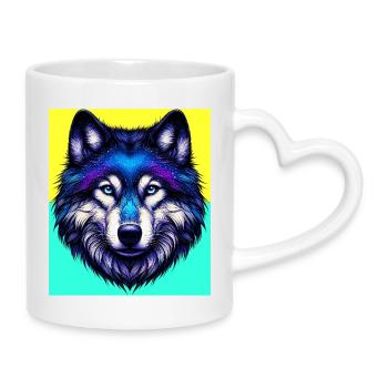 Loup - Mug avec anse en forme de cœur - blanc - Droite