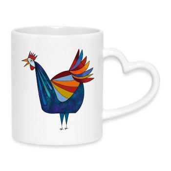 Fans de poulet - Coq - Coq - Poulet fleur - Bio - Mug avec anse en forme de cœur - blanc - Droite