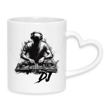 Disc jockey - Mug with Heart-Shaped Handle - white - Right