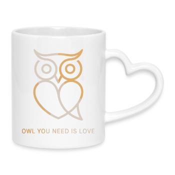 Hibou chouette ce dont tu as besoin est amour chouette amour Saint-Valentin - Mug avec anse en forme de cœur - blanc - Droite