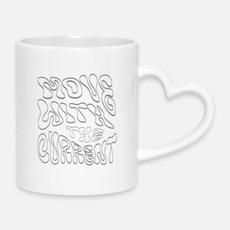 Moving with the Current - Mug with Heart-Shaped Handle - white