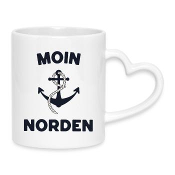 Moin Norden – Maritimes Anker-Design - Tasse mit Herzhenkel - Weiß - Rechts