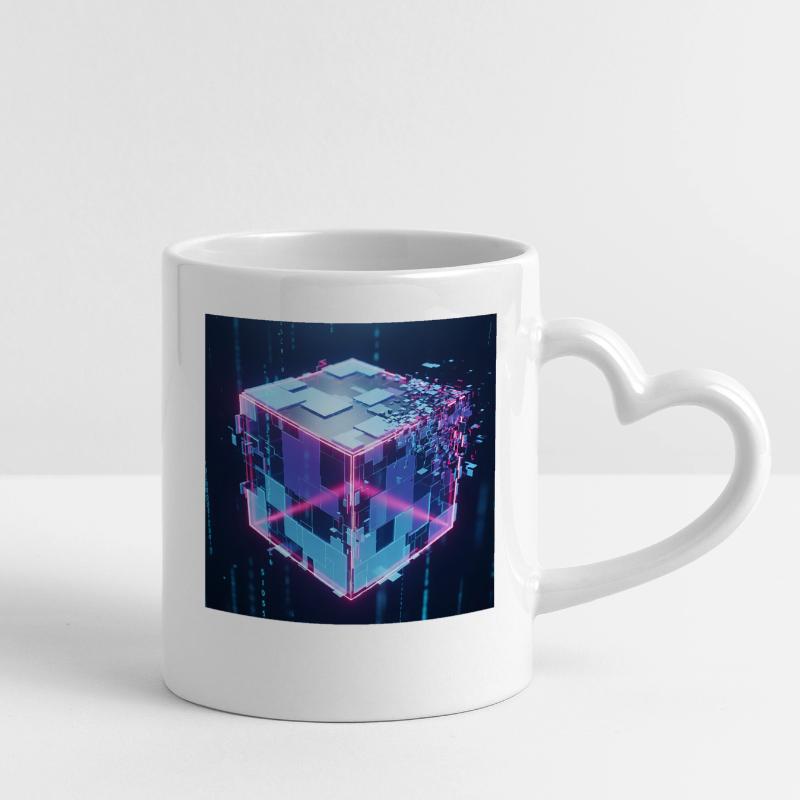 Technologie du Cube Digital Tech du Cube Digital Mug avec anse en forme de cœur