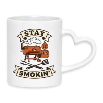 Smoker barbecue meat keeps smoking - Mug with Heart-Shaped Handle - white - Right