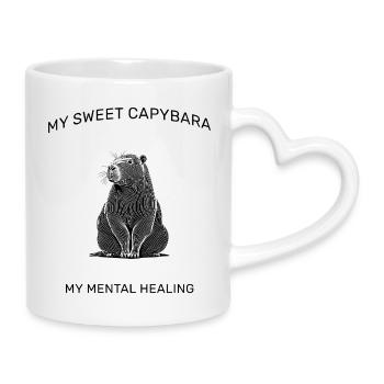 My Sweet Capybara – Design esthétique de LineArt - Mug avec anse en forme de cœur - blanc - Droite