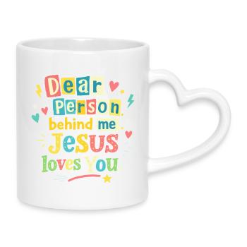Jesus liebt dich positive Botschaft - Tasse mit Herzhenkel - Weiß - Rechts