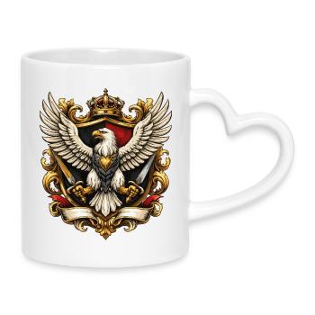 Aigle impérial avec couronne et épées - Mug avec anse en forme de cœur - blanc - Droite