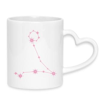 Fischestern Sternbild Sternzeichen Pastellrosa - Tasse mit Herzhenkel - Weiß - Rechts