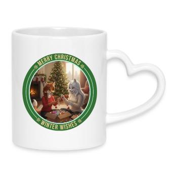 Fursona Winter Wishes - Mug with Heart-Shaped Handle - white - Right
