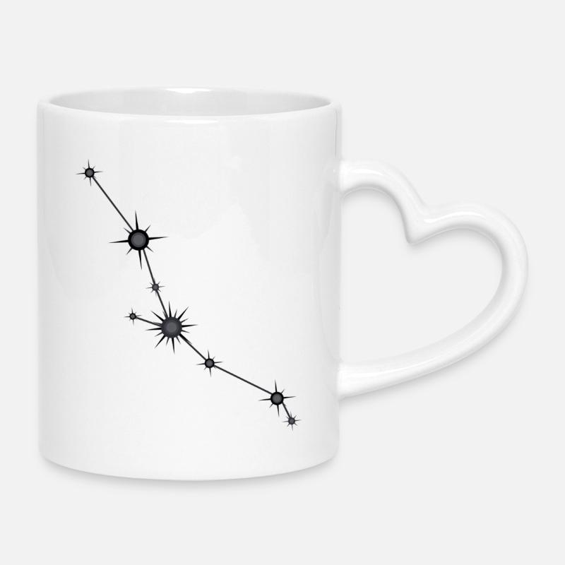 Stier Stern Sternbild Sternzeichen Schwarz & Grau - Tasse mit Herzhenkel - Weiß