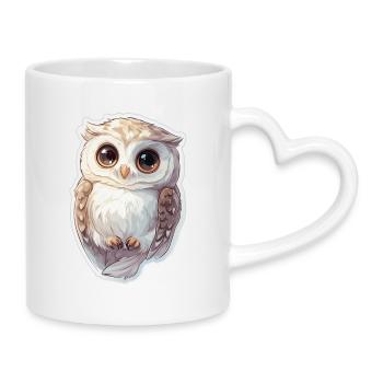 Owl - Mug with Heart-Shaped Handle - white - Right