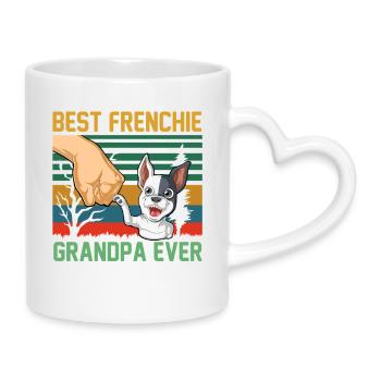Frenchie Grandpa Fist Bump French Bulldog  - Mug with Heart-Shaped Handle - white - Right