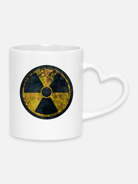Warnsymbol für Strahlung - Tasse mit Herzhenkel - Weiß