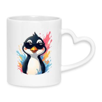 Cool Pingu with sunglasses - Mug with Heart-Shaped Handle - white - Right
