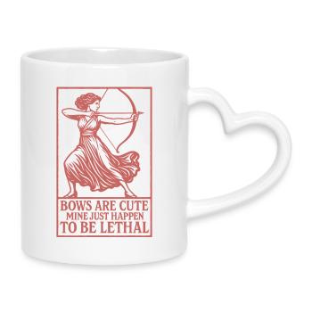 Bows Are Cute Mine Just Happen To Be Lethal Archer - Mug with Heart-Shaped Handle - white - Right