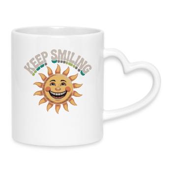 Fröhliche SonnenGesicht Illustration - Tasse mit Herzhenkel - Weiß - Rechts