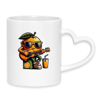 Orange Mit Gitarre Sommer Vibes Musik - Tasse mit Herzhenkel - Weiß - Rechts