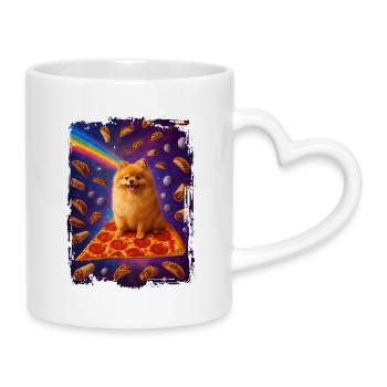 Pizza pour chiot avec arc-en-ciel dans l'espace - Mug avec anse en forme de cœur - blanc - Droite