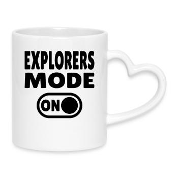 Explorers Mode ON – For real world explorers - Mug with Heart-Shaped Handle - white - Right