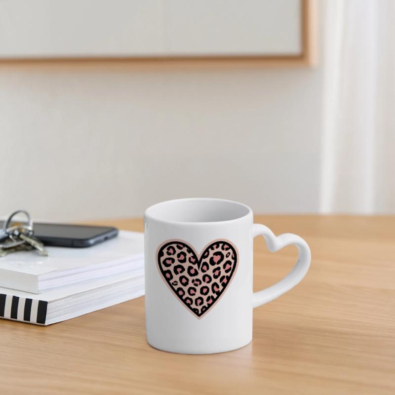 Leopard heart pattern Mug with Heart-Shaped Handle