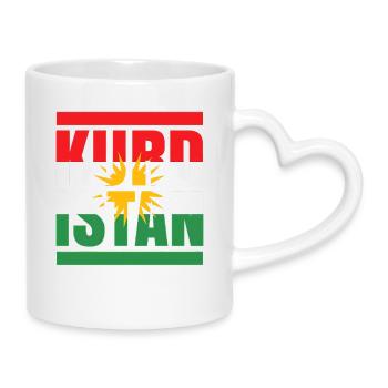 Drapeau du Kurdistan avec motif soleil - Mug avec anse en forme de cœur - blanc - Droite