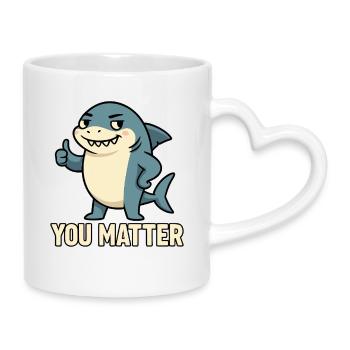 Requin charmant avec motivation de slogan - Mug avec anse en forme de cœur - blanc - Droite