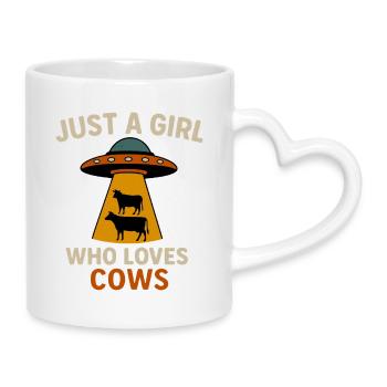Außerirdische Faszination für Cow-Liebhaber - Tasse mit Herzhenkel - Weiß - Rechts