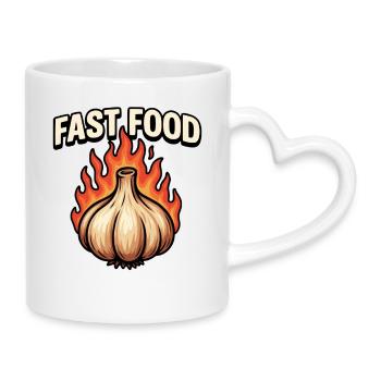 Fiery Garlic Cartoon - Mug with Heart-Shaped Handle - white - Right
