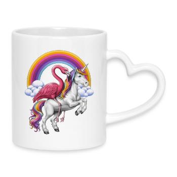Flamingo chevauchant licorne - Mug avec anse en forme de cœur - blanc - Droite