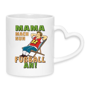 DECK CHAIR MAN MOM NOW TURN ON SOCCER - Mug with Heart-Shaped Handle - white - Right