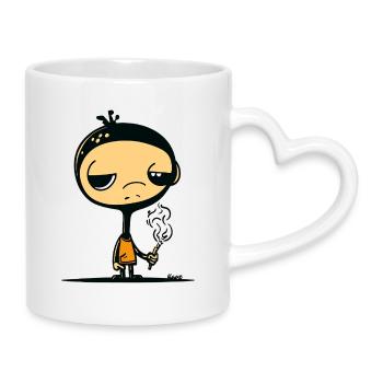 Mysterious Boy  - Mug with Heart-Shaped Handle - white - Right