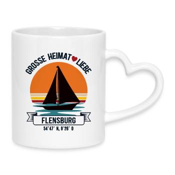 Flensburg Heimat Schleswig Holstein Küste Segler - Tasse mit Herzhenkel - Weiß - Rechts