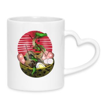 Mythical Serpent Ramen Bowl Design - Mug with Heart-Shaped Handle - white - Right
