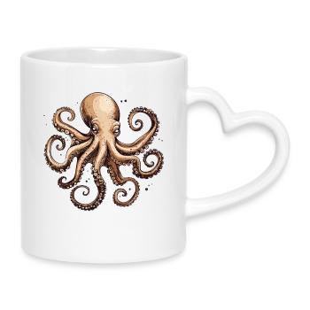 Detailreiche Oktopus-Design mit Textur - Tasse mit Herzhenkel - Weiß - Rechts