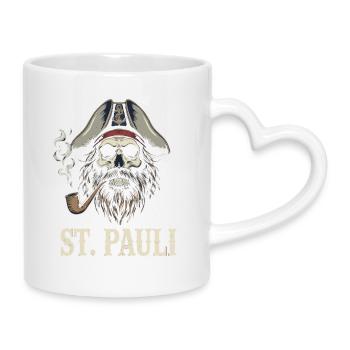 St.Pauli Kiez Hamburg Totenkopf Sankt Pauli - Mug avec anse en forme de cœur - blanc - Droite