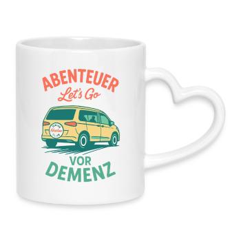 Senior Humour Aventure Avant Démence Camping Camper - Mug avec anse en forme de cœur - blanc - Droite